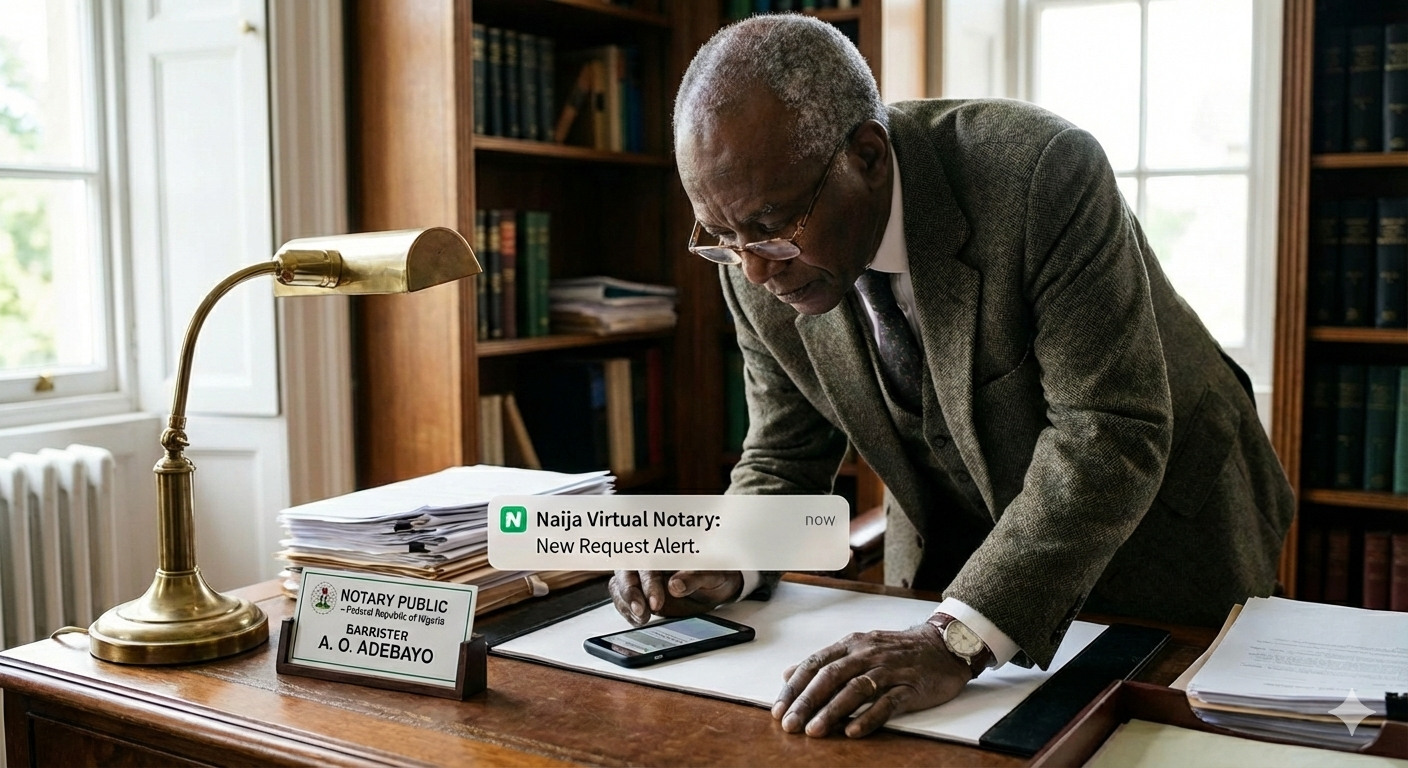 Home Notary Public receiving alert